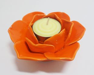 陶瓷蓮花燭台(橘)
